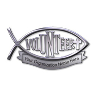 Christian Volunteer Pin with Cross Personalized